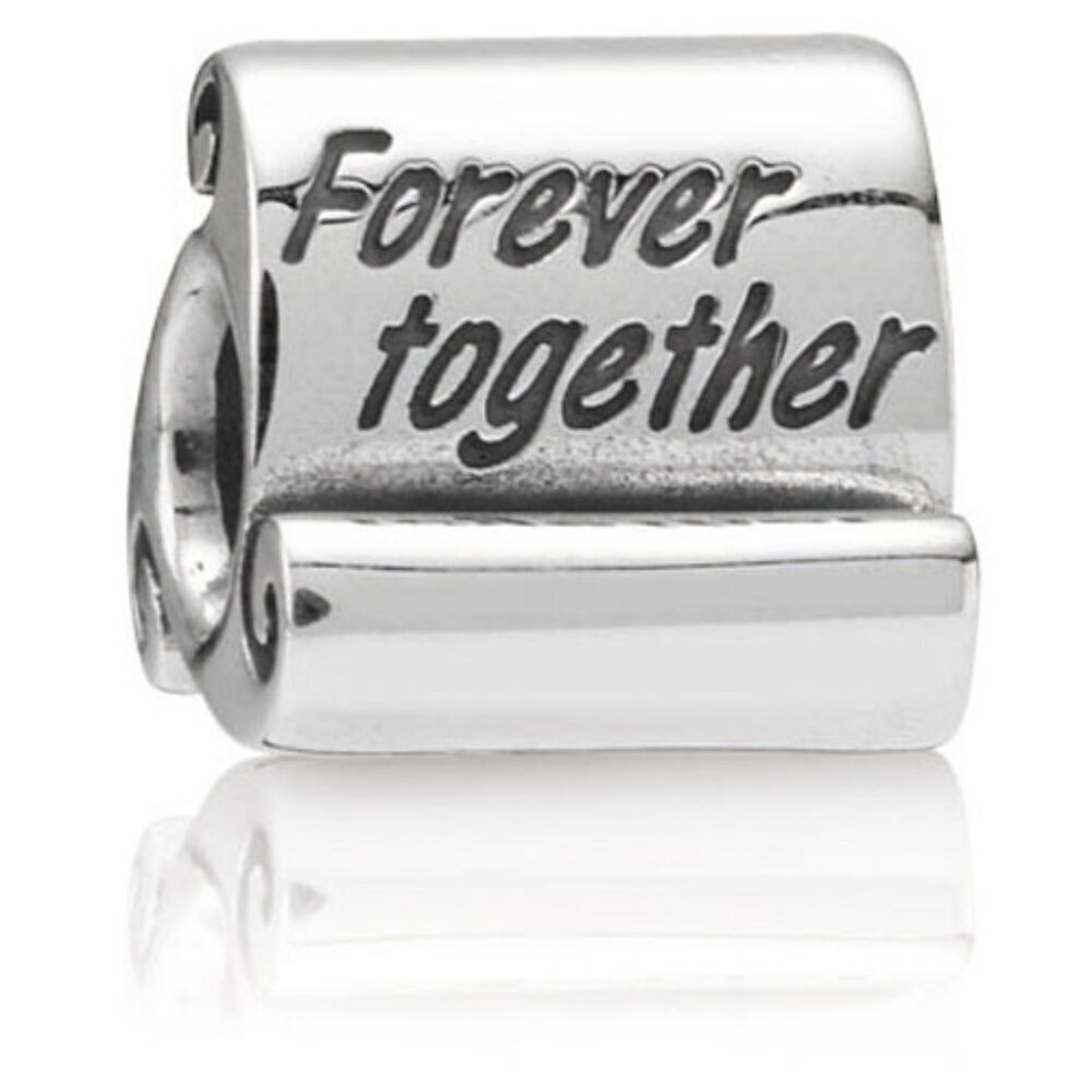 PANDORA Forever Together Scroll Charm Authentic Silver Romance Love Family